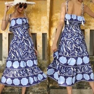 All Over Print Tassel Detail Cami Maxi Dress